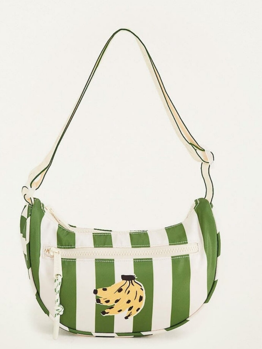 NWT Farm Rio Green Tropical Banana Shoulder Bag Striped Boho Chic Vacation Vibes